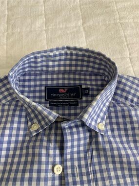 Vineyard Vines Blue and White Gingham Button-Down Shirt
